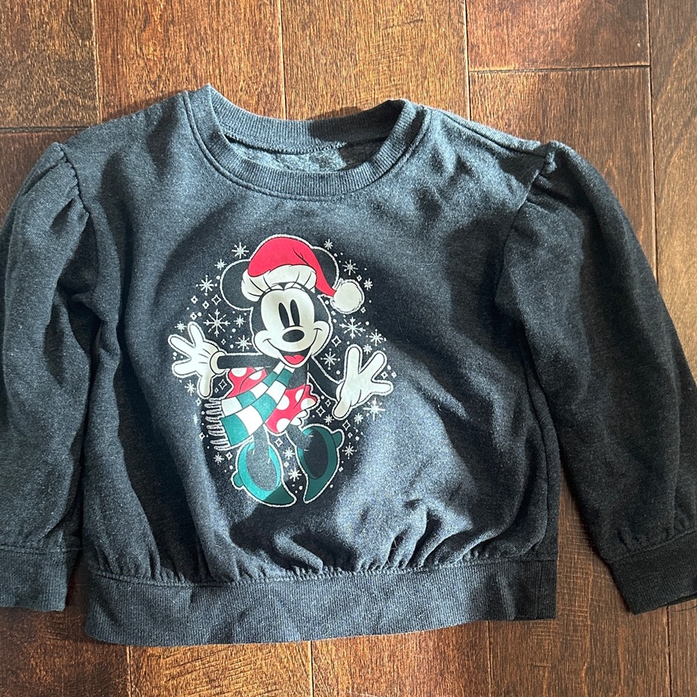 3/$15 Disney Black Minnie Mouse Christmas Sweatshirt with Red and Teal Details
